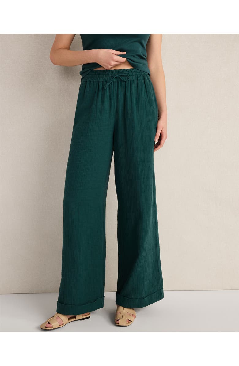 Haven Well Within Organic Cotton Gauze Drawstring Pants, Main, color, Deep Turquoise