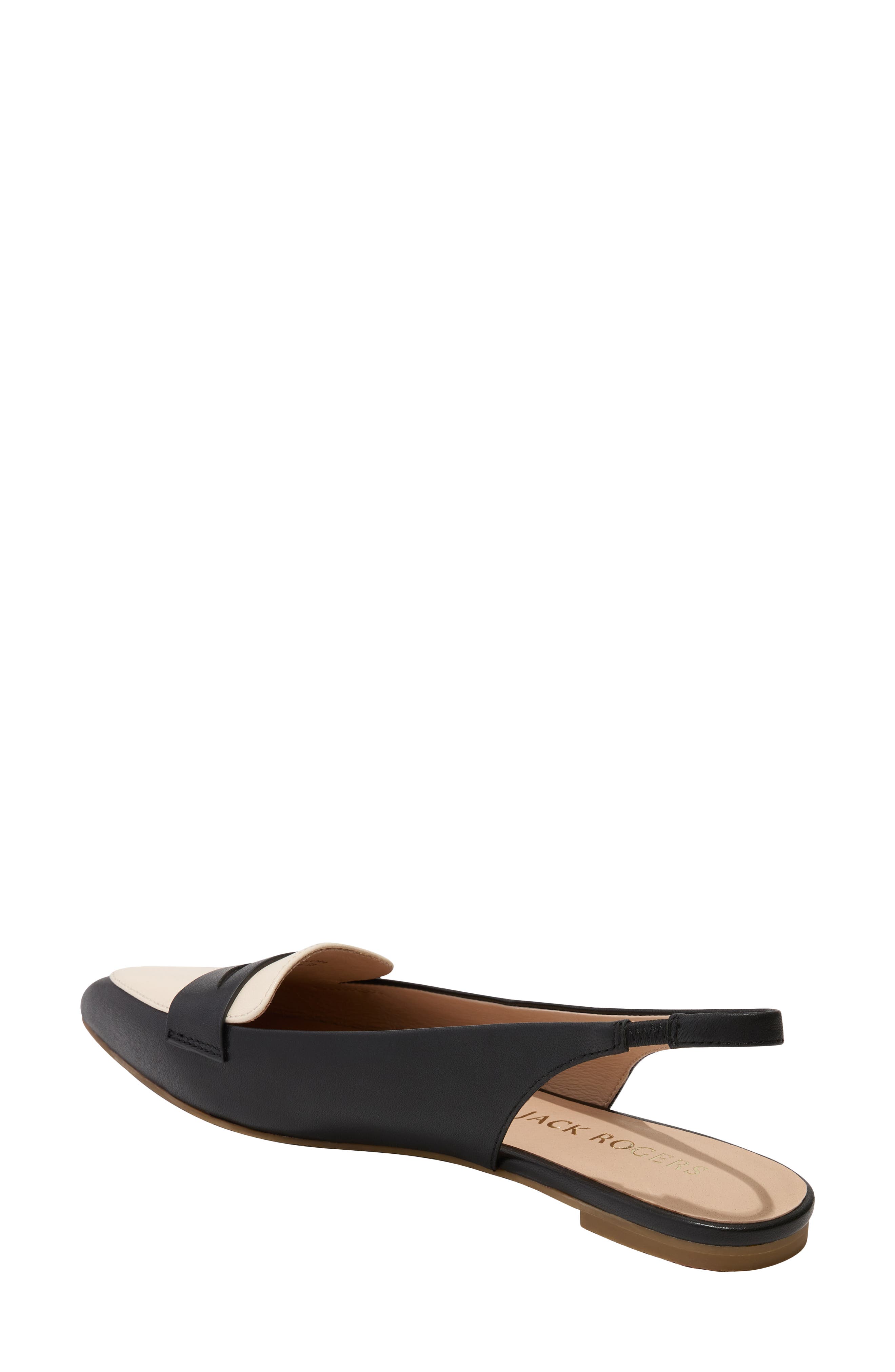 Jack Rogers Pennie Slingback Pointed Toe Flat, Alternate, color, Black/Ivory