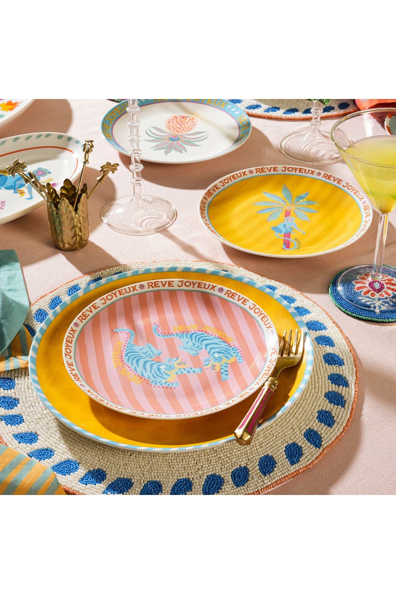 Porcelain Animal Cake Plate 2 Pcs Set, Alternate, color, Yellow