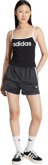 adidas 3-Stripes Pinstripe Satin Shorts | Nordstrom