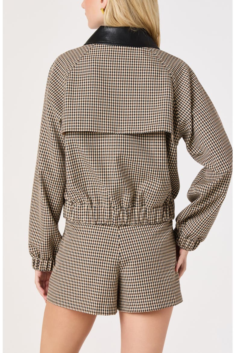 Billie Gingham Jacket with Faux Leather Collar, Alternate, color, BROWN BLACK GINGHAM