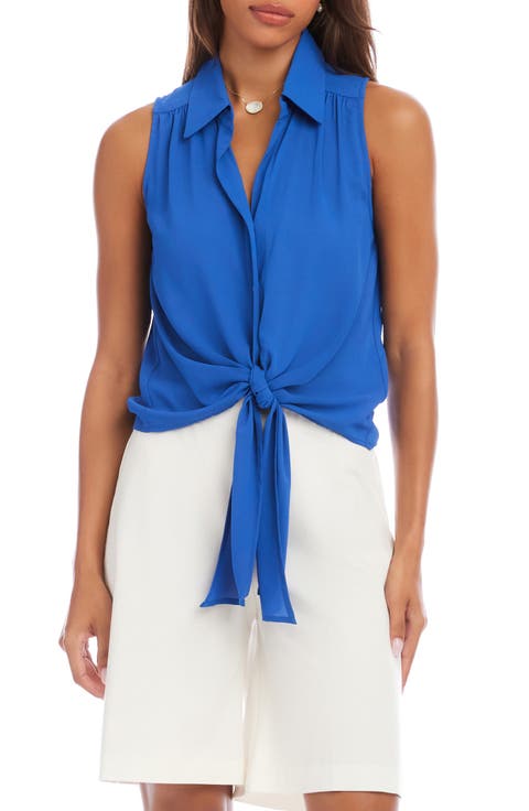 Sleeveless Tie Front Crepe Top (Regular & Petite)