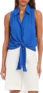 Karen Kane Sleeveless Tie Front Crepe Top