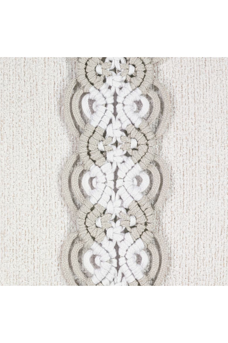 Distinct Oyster Hand Macrame & Chenille Indoor & Outdoor Woven Accent Pillow, Alternate, color, Oyster