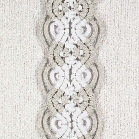 Distinct Oyster Hand Macrame & Chenille Indoor & Outdoor Woven Accent Pillow