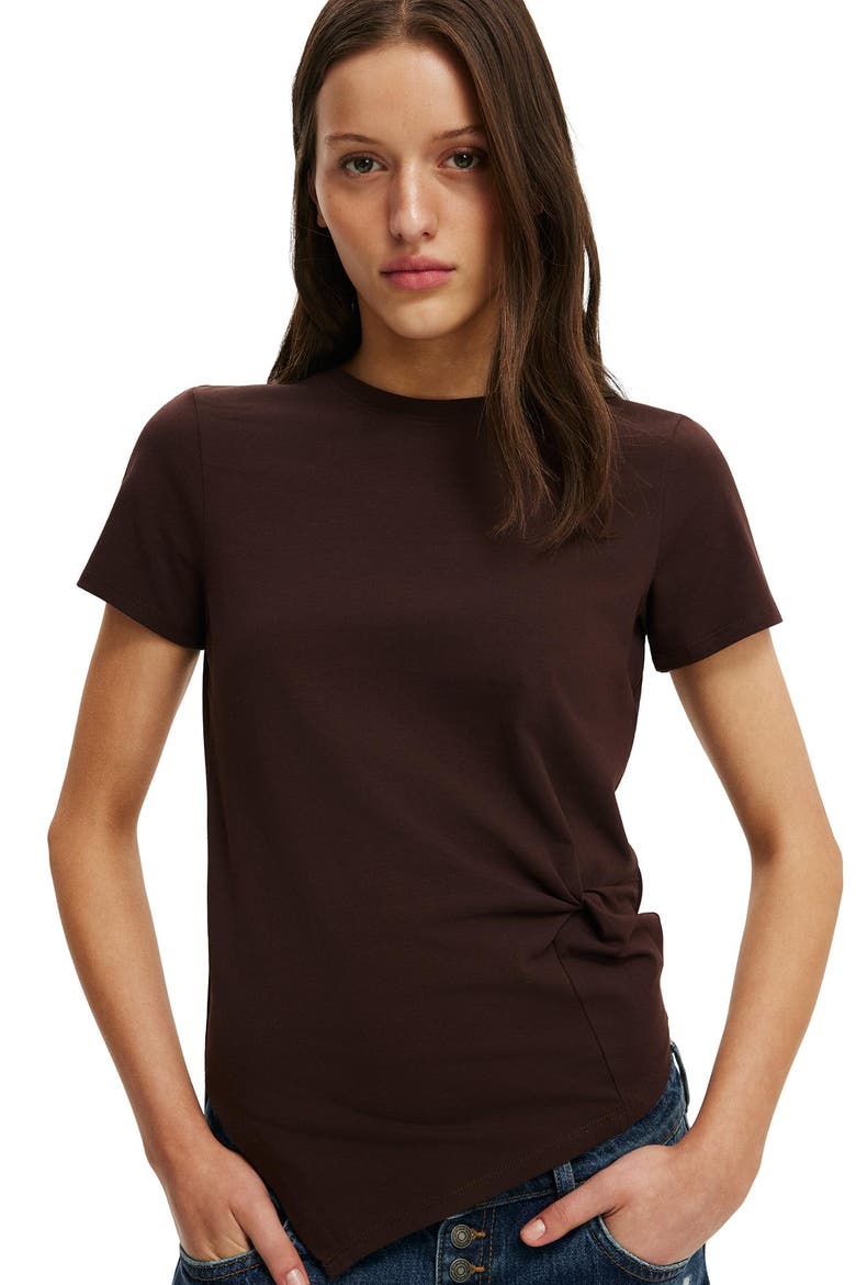 Women's Twist Short Sleeve Tee, Alternate, color, Dark Oak