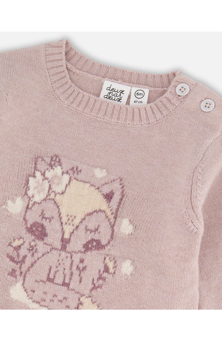 Deux par Deux Baby Girl's Fox Intarsia Top And Knitted Pant Set Woodrose, Alternate, color, 