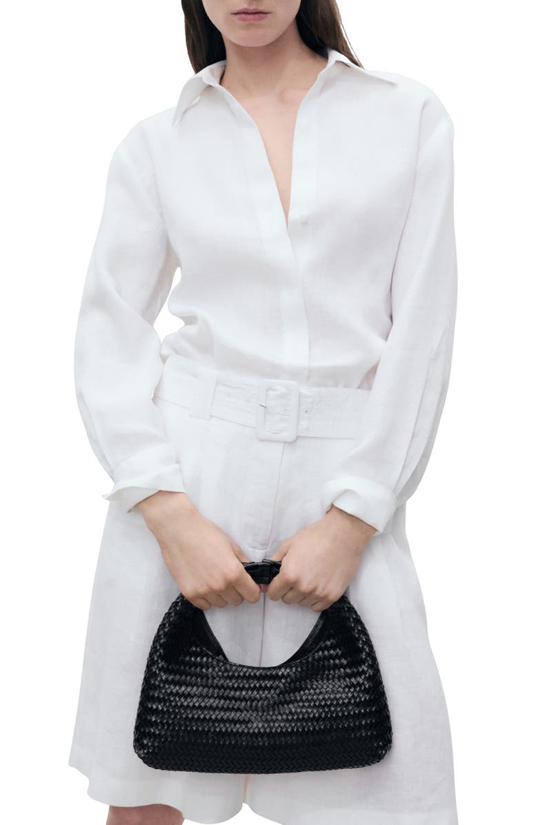 MANGO Oversize Linen Shirt, Main, color, White