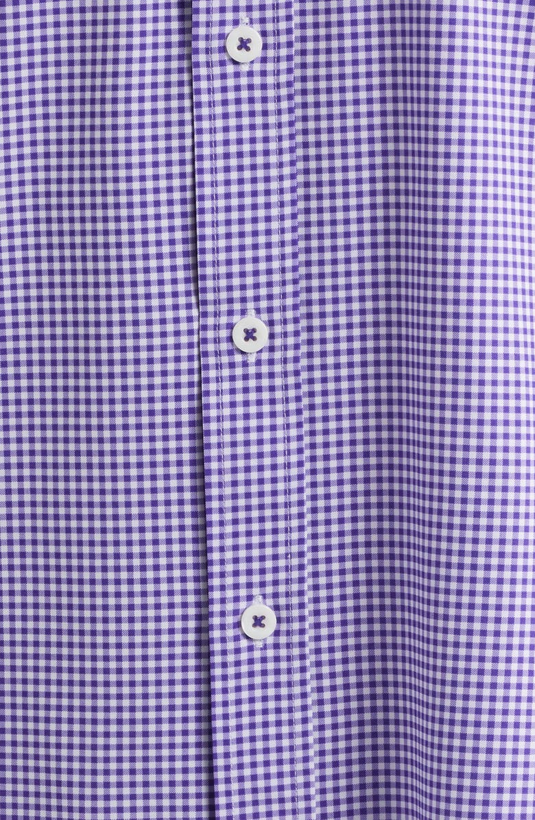 Johnston & Murphy XC+<sup>™</sup> Performance Game Day Gingham Button-Down Shirt, Alternate, color, Purple