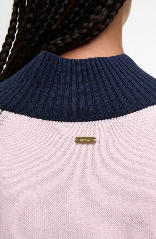Barbour Wren Colorblock Mock Neck Sweater In Blue