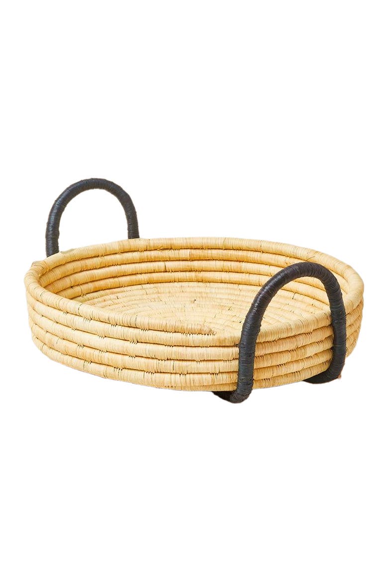 Contrast Handle Raffia Tray, Main, color, Natural and Black