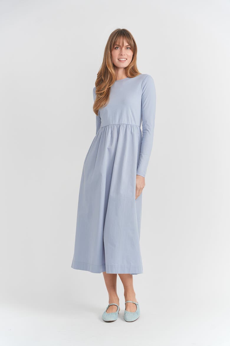 Teen Woven Midi Dress - Cotton-Spandex, Long Sleeve, Side Pockets, Alternate, color, Black