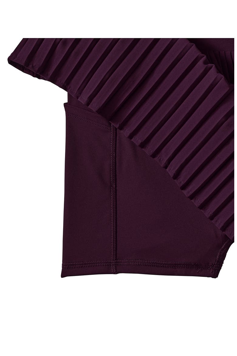 High Waisted Pleated Woven Swim Skort, Alternate, color, Dark Wine