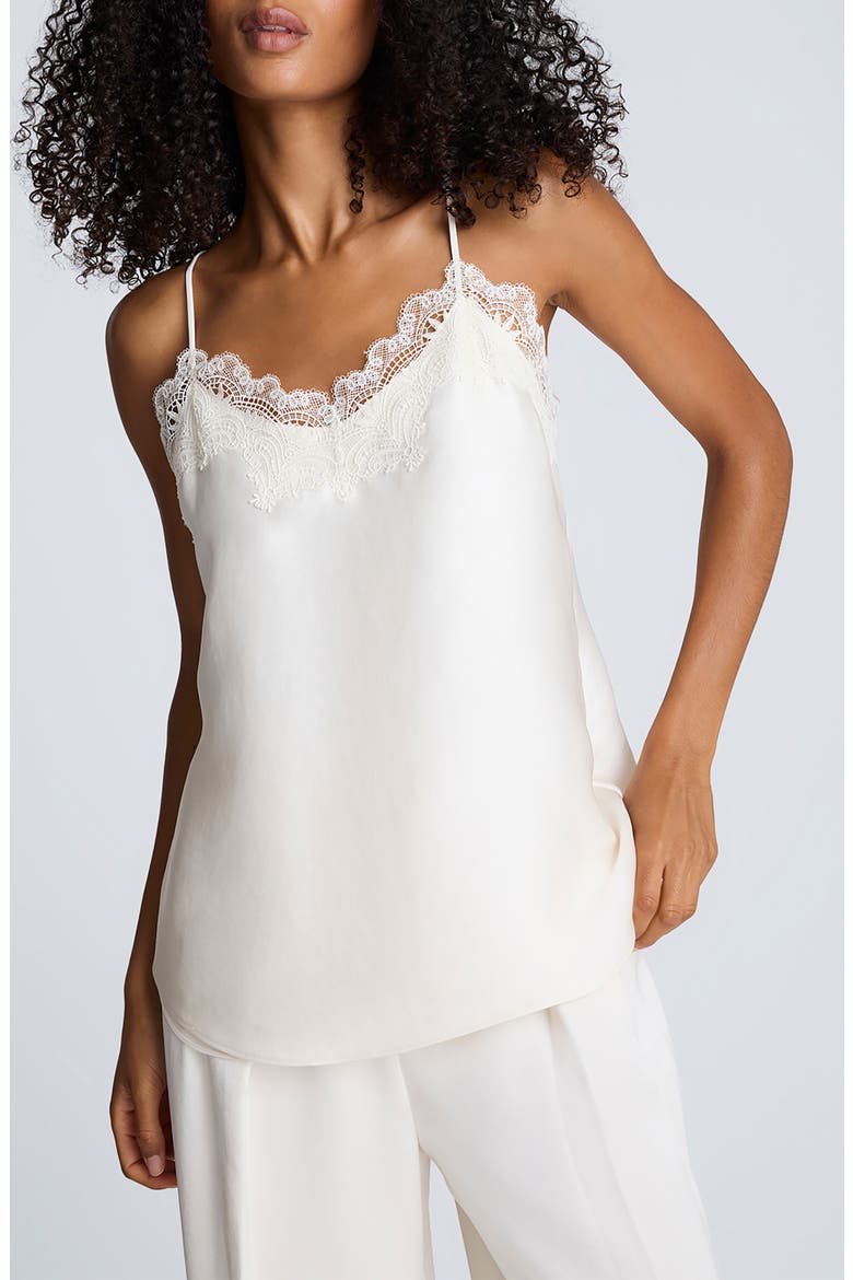 Lace Trim Satin Camisole, Main, color, OYSTER