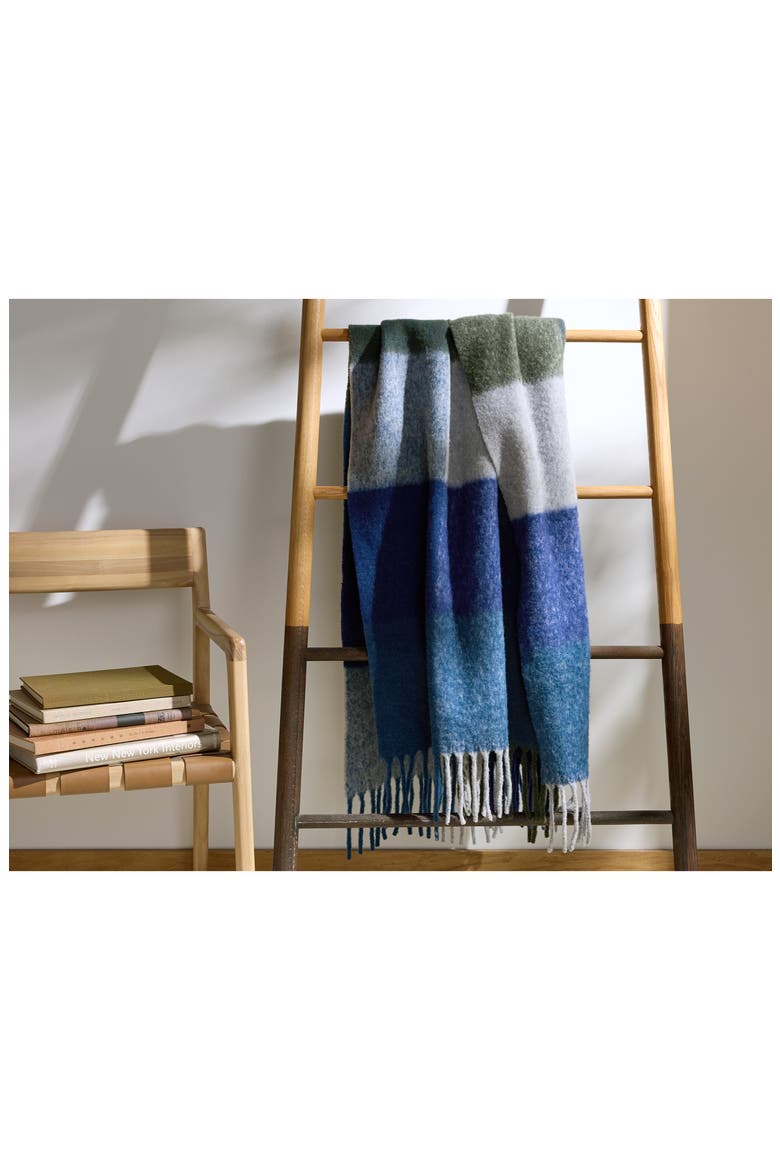 Plaid Wool & Alpaca Blend Throw Blanket, Alternate, color, PEACOCK PLAID