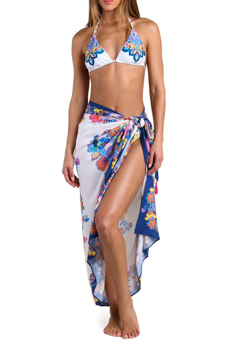 Butterfly High Cover-Up Sarong, Main, color, WHITE MULTI