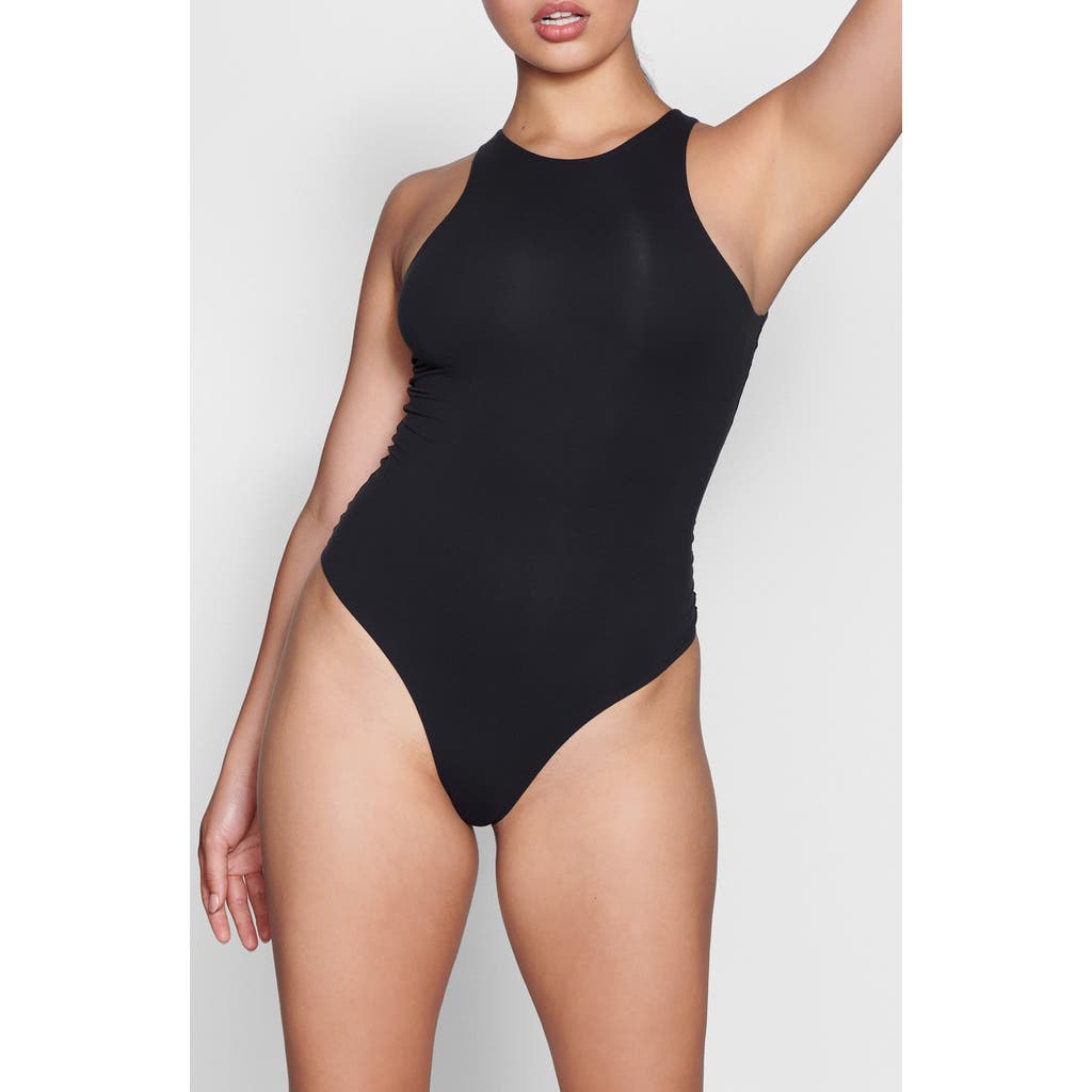 Skims Fits Everybody High Neck Bodysuit In Black
