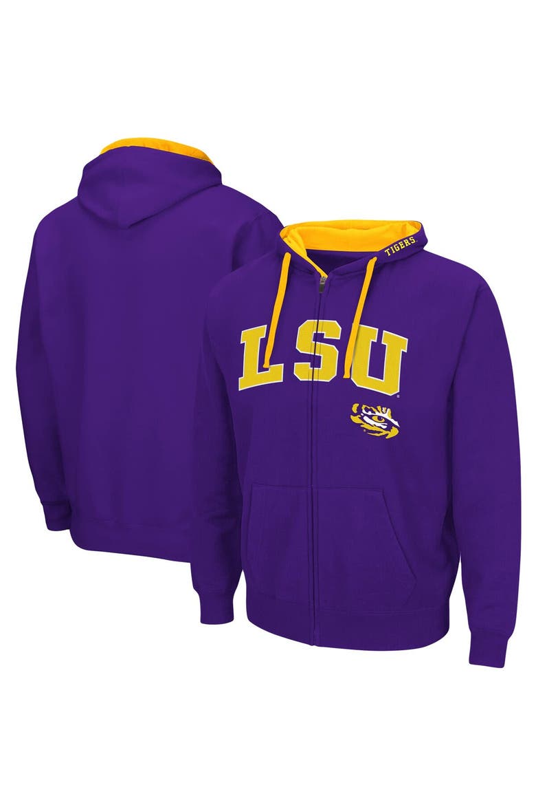Men's Colosseum Purple LSU Tigers Big & Tall Full-Zip Hoodie, Main, color, Purple