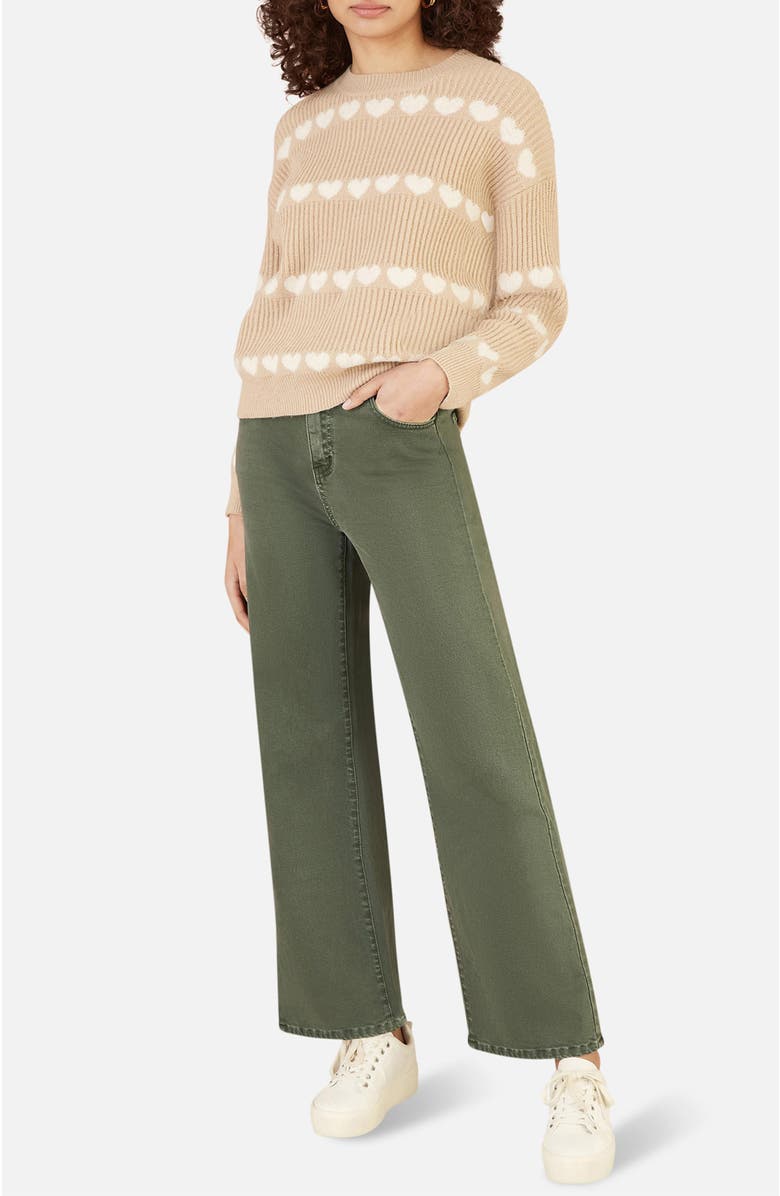 Yumi Stretch Canvas Wide Leg Jeans, Alternate, color, Green