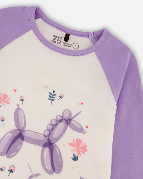 Deux Par Deux Jersey Raglan Sleeve Tee In Purple