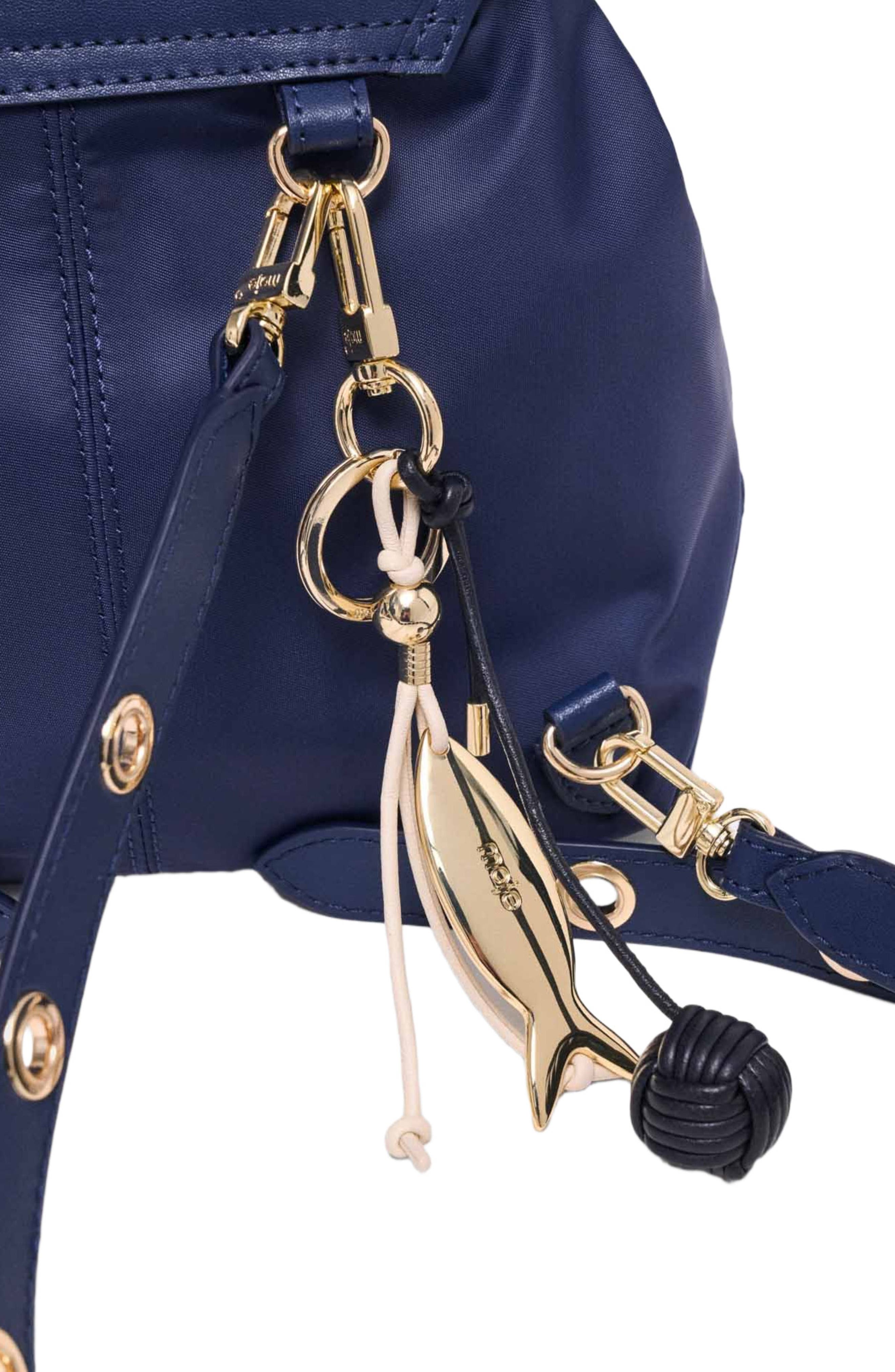 maje Mini leather and nylon backpack, Alternate, color, Marine Blue