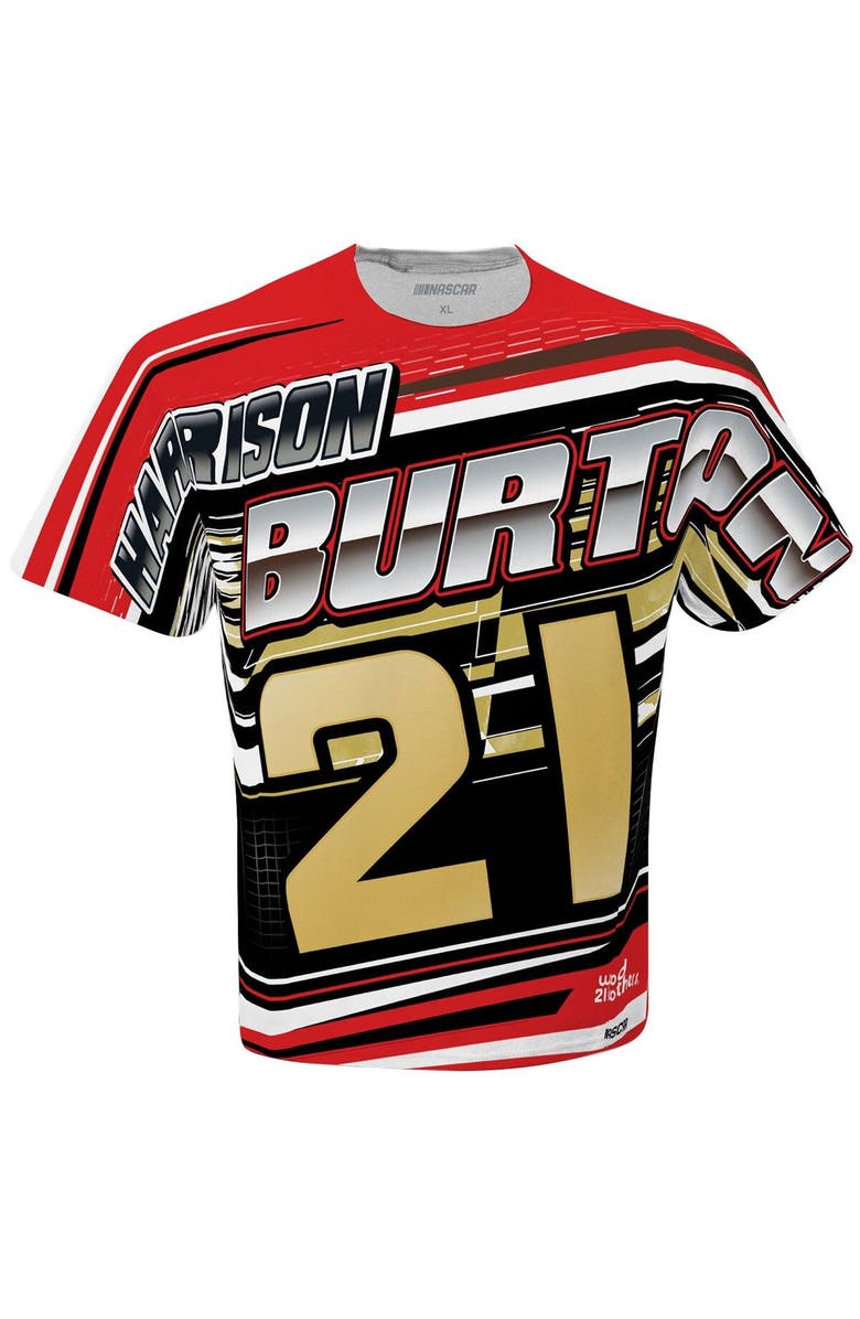 CHECKERED FLAG Men's Checkered Flag White Harrison Burton Sublimated Speedster T-Shirt, Alternate, color, White