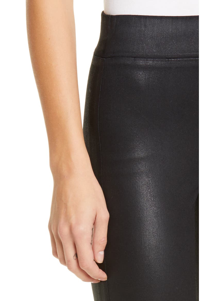 Rochelle Coated High Waist Pull-On Skinny Jeans, Alternate, color, BLACK COATED
