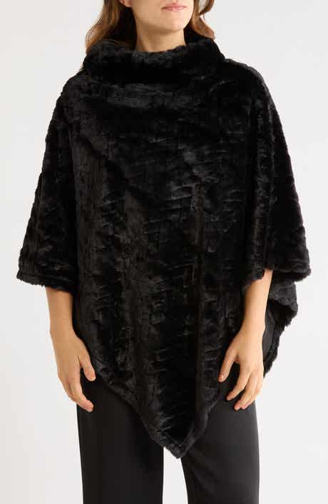Open Knit Cowl Neck Poncho