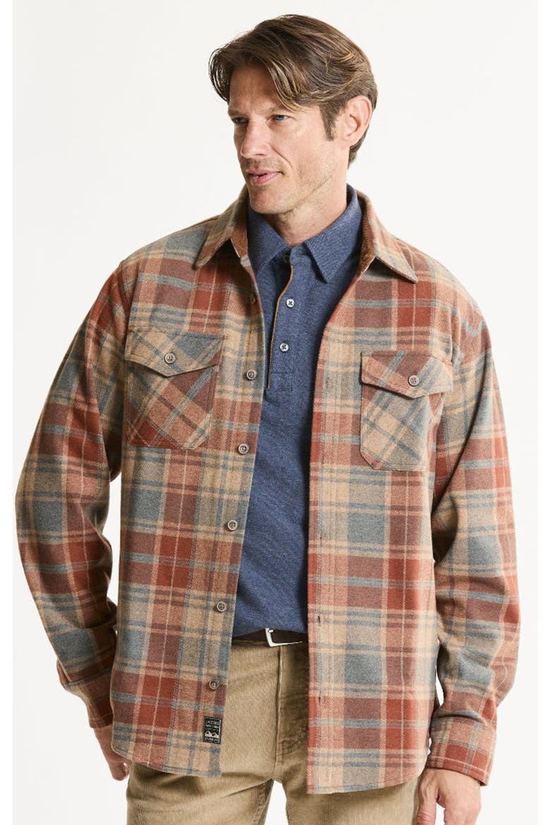 Knit Flannel Button-Up Shirt, Main, color, BROWN