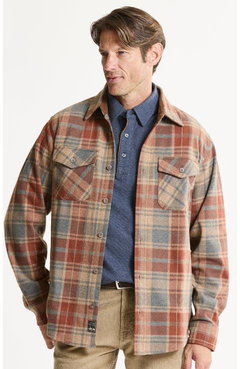 Knit Flannel Button-Up Shirt
