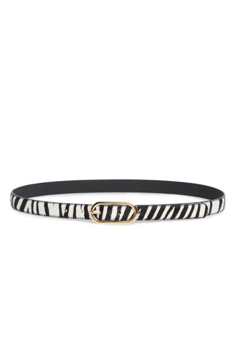 Animal Print Genuine Calf Hair & Faux Leather Belt