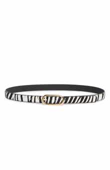 NORDSTROM RACK Animal Print Genuine Calf Hair & Faux Leather Belt