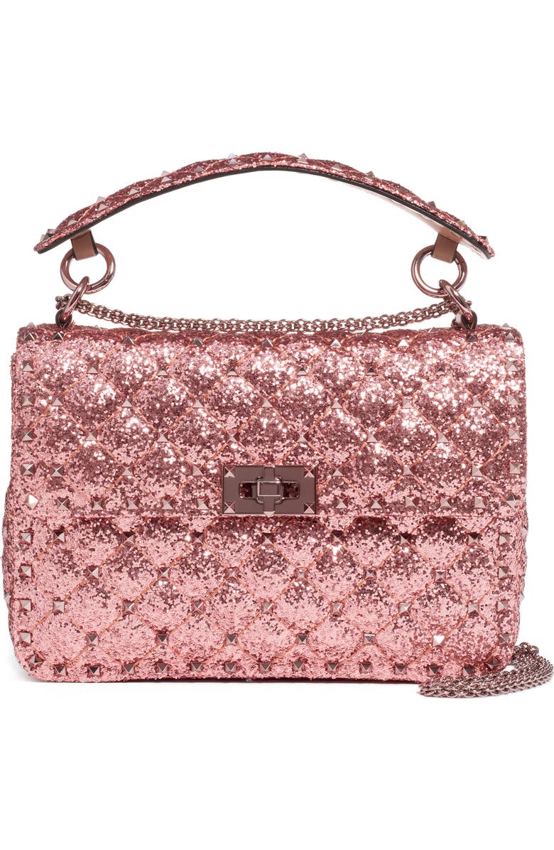 Valentino Garavani Medium Spike It Glitter Shoulder Bag, Main, color,