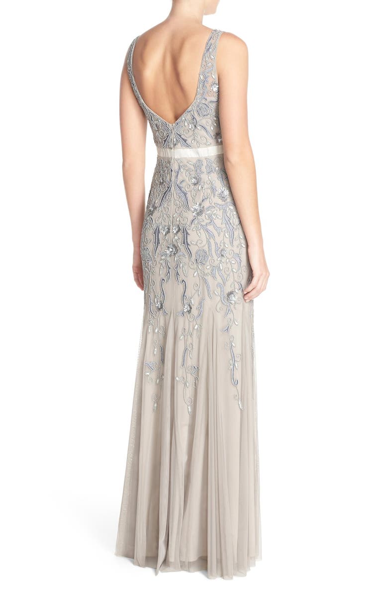 Adrianna Papell Embellished Mesh Gown, Alternate, color,