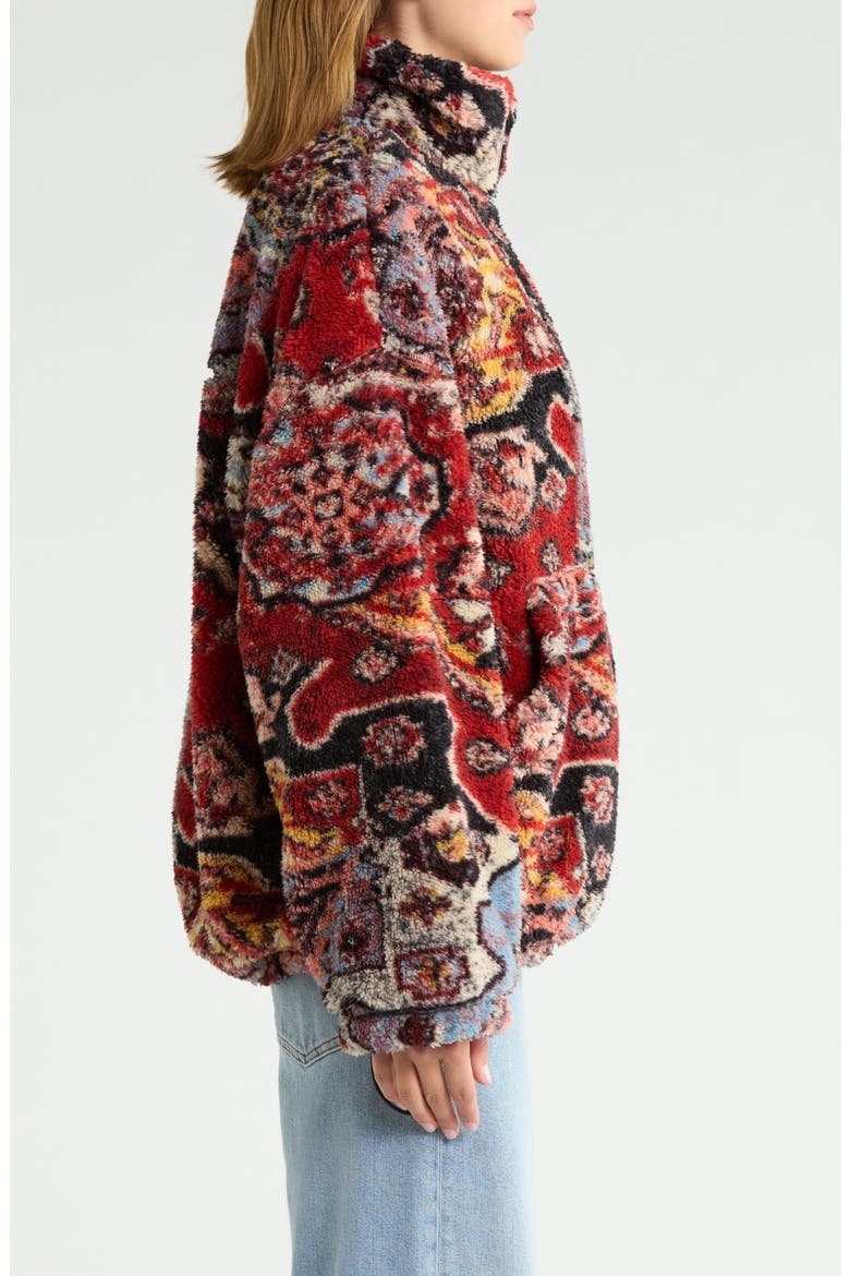 Mae Print Fleece Zip Front Sweatshirt, Alternate, color, RED