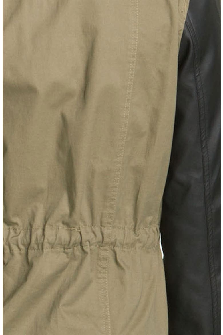 Faux Leather Sleeve Utility Jacket, Alternate, color, OLIVE