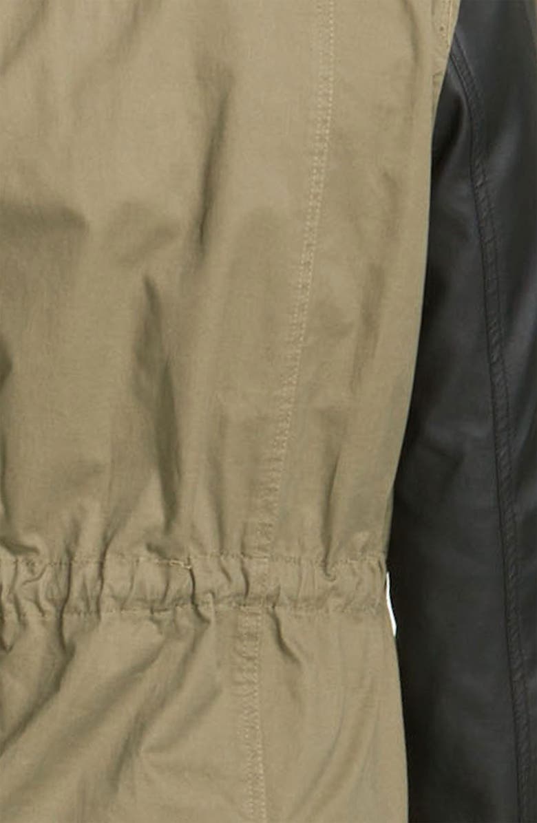 Blu Pepper Faux Leather Sleeve Utility Jacket, Alternate, color, 