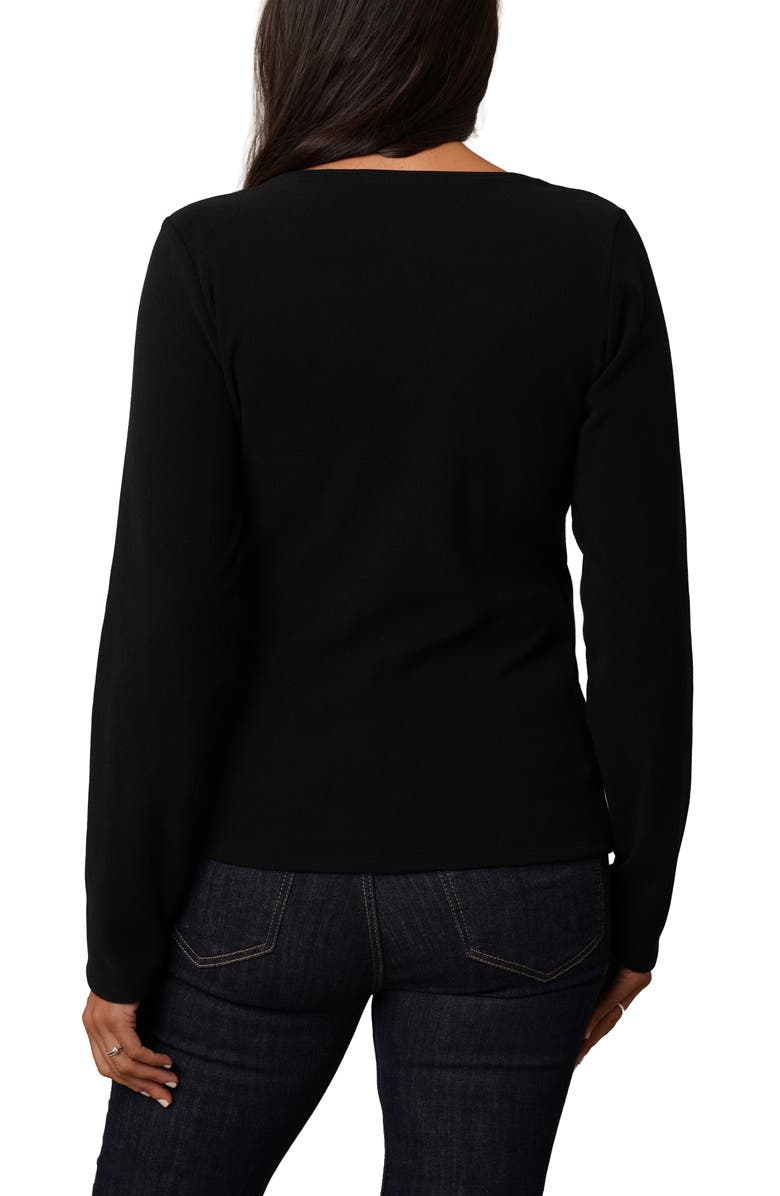 CYRUS Long Sleeve Faux Wrap Top, Alternate, color, Black