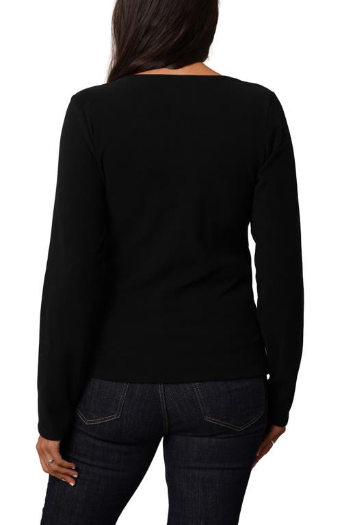 Cyrus Long Sleeve Faux Wrap Top In Black
