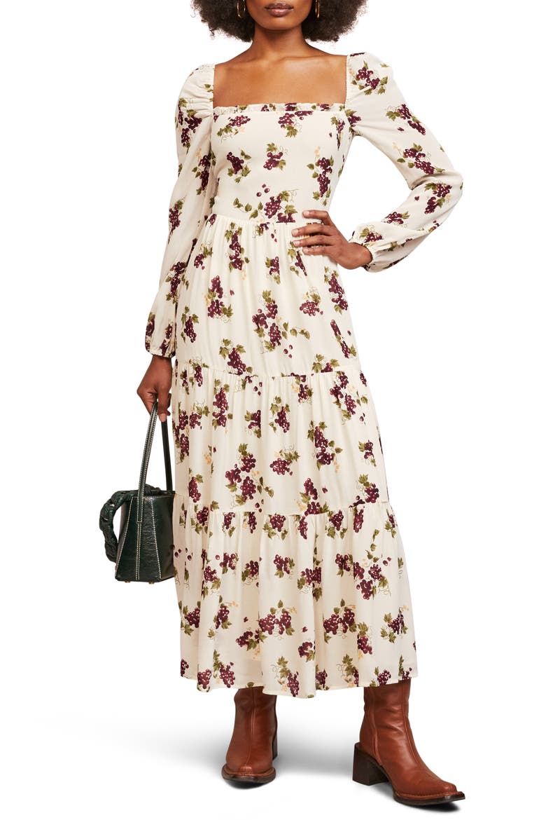 Kellie Long Sleeve Dress, Main, color, GRAPEVINE