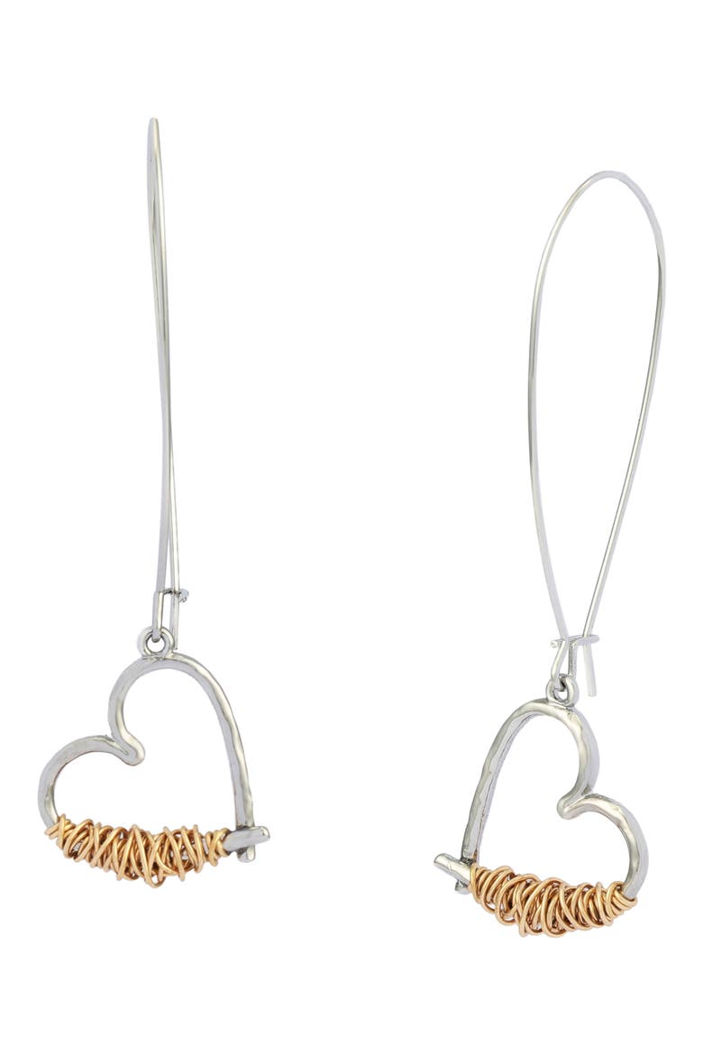 Wire Heart Earrings, Main, color, TWO TONE