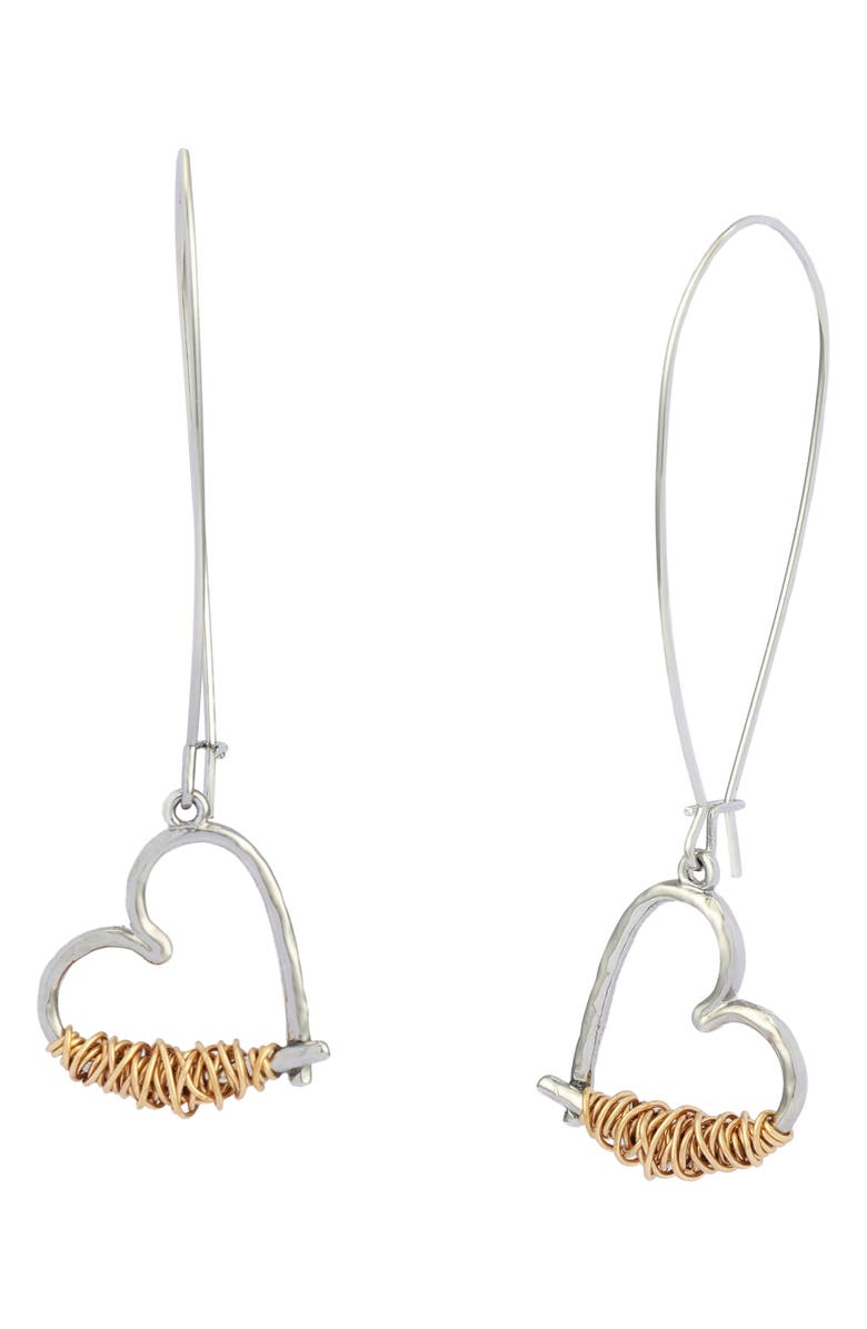 Robert Lee Morris Wire Heart Earrings, Main, color, Two Tone