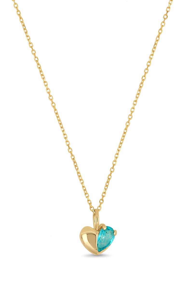 14K Gold Paraiba Topaz Heart Pendant Necklace, Main, color, 14K YELLOW GOLD