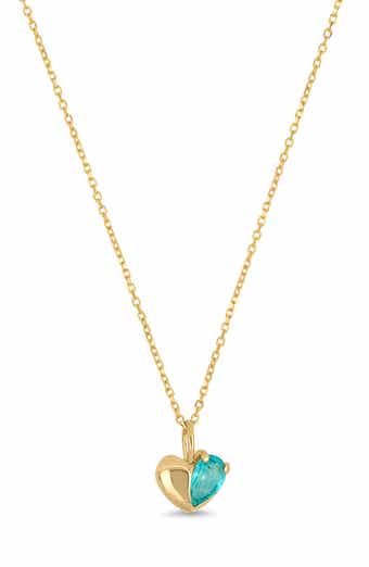 14K Gold Paraiba Topaz Heart Pendant Necklace