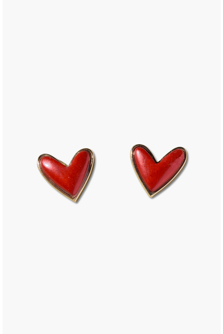 Coral Stone Sweetheart Studs, Main, color, Red Coral