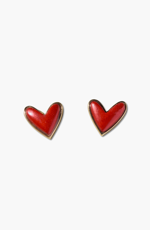 Coral Stone Sweetheart Studs