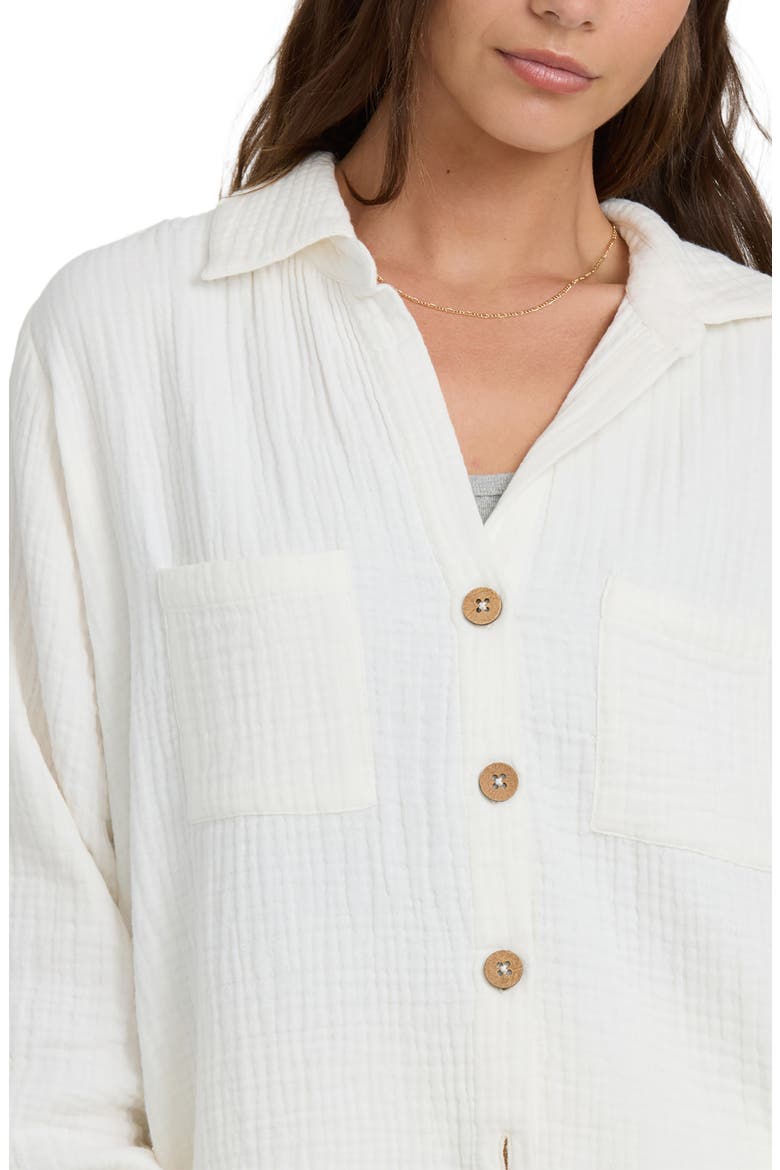 Swell Gauze Button-Up Shirt, Alternate, color, SALT CRYSTAL