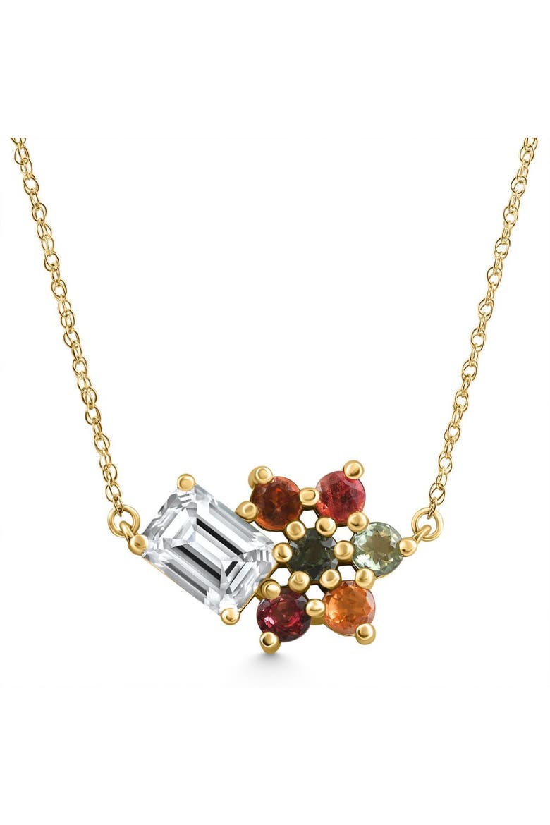 4Ct Diamond & Sapphire Pendant 14k Gold 18" Necklace Lab Grown, Main, color, Yellow Gold