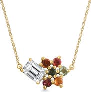 Bliss Diamond 4Ct Diamond & Sapphire Pendant 14k Gold 18" Necklace Lab Grown