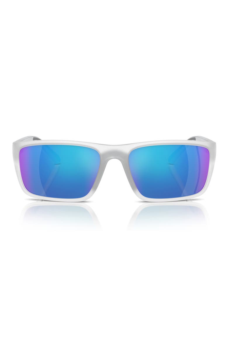 59mm Mirrored Rectangular Sunglasses, Main, color, GREY